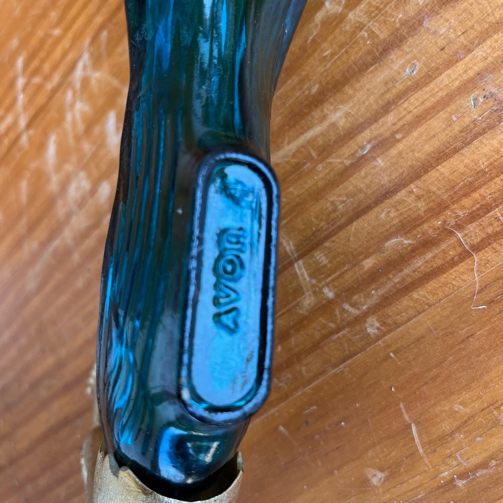 Vintage Avon Bottle Peacock Blue and Gold Colors. Bottle half Full - Picture 4 of 7